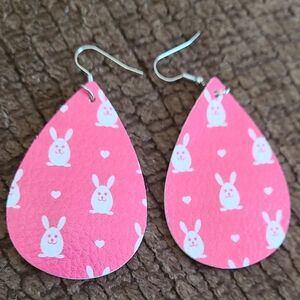 Pink Bunny Teardrop Earrings